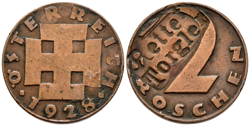 Zwei-Groschen-Münze mit Punzierung