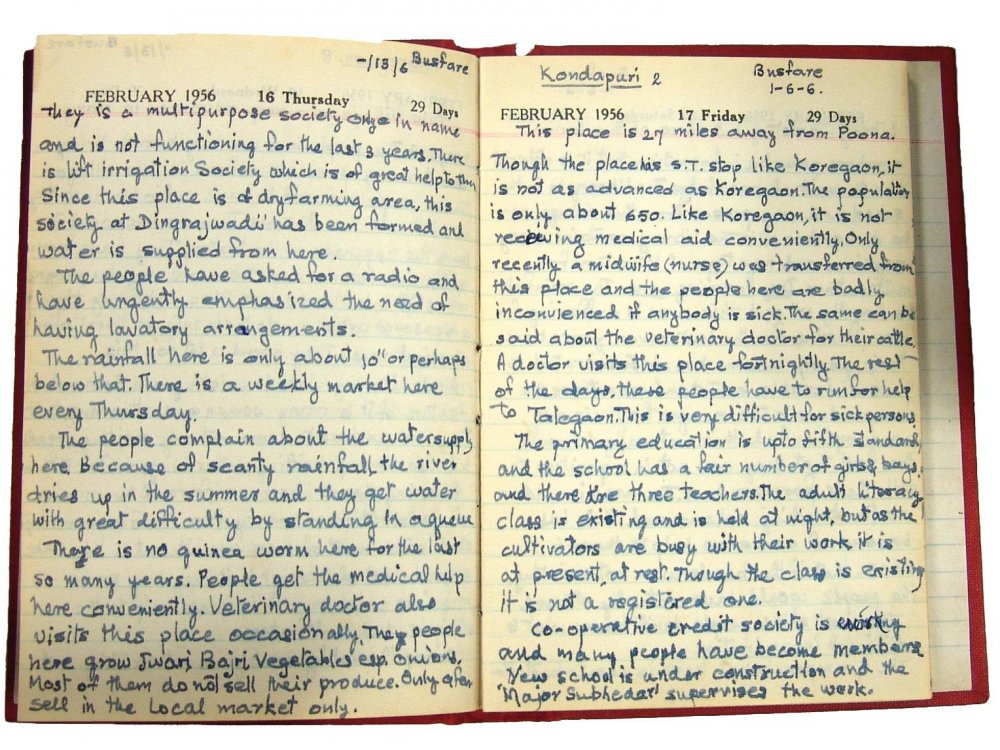Tagebuch von S. G. Vinekar