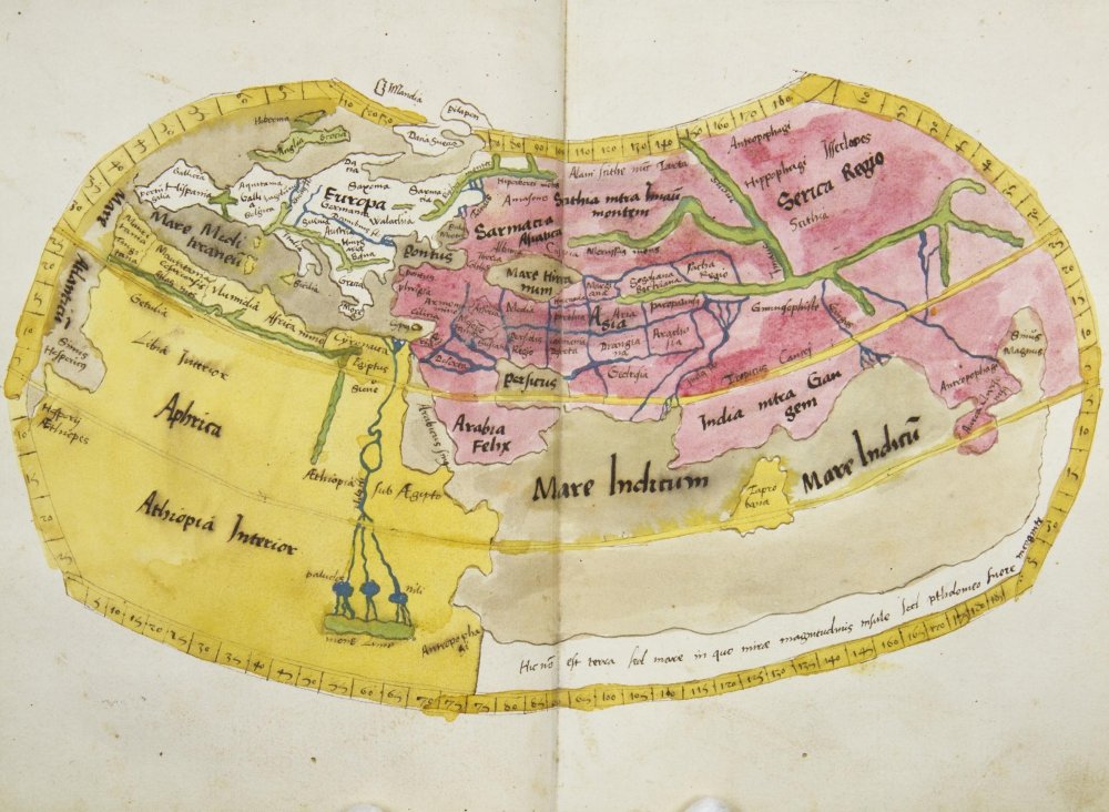 Handgezeichnete Kartenkopien des Straßburger Ptolemäus von 1513