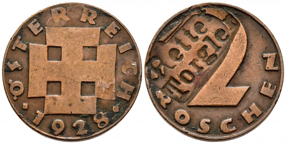 Zwei-Groschen-Münze mit Punzierung