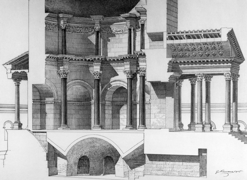Modell des rekonstruierten Diokletiansmausoleums mit umgebender Architektur in Split, 1910–1912